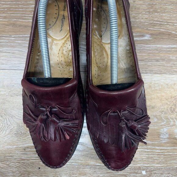 Santoni Kiltie Burgundy Leather Tassel Mocassin Loafers Men\'s Size 10.5 main image 3